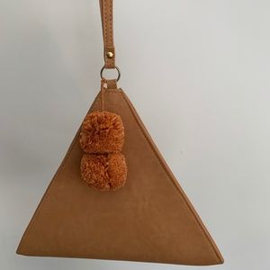 Dumpling Wristlet Purse with Pom Pom Detail